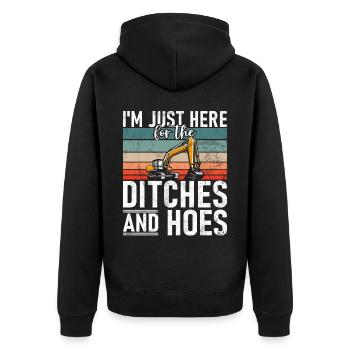 Funny construction workers & construction site excavator drivers - Unisex Premium Organic Zip Hoodie - black - Back - Nico (187cm)