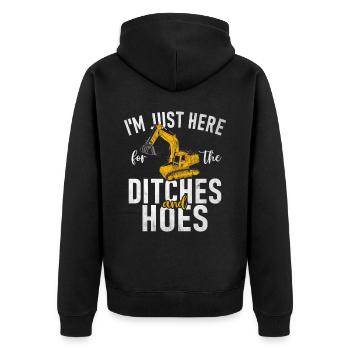 Funny construction workers & construction site excavator drivers - Unisex Premium Organic Zip Hoodie - black - Back - Nico (187cm)