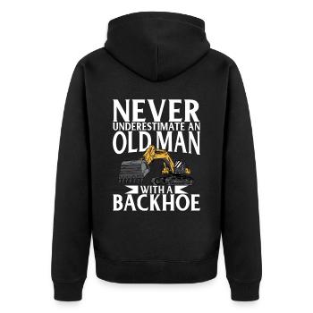 Lustige Bauarbeiter & Baustelle Baggerfahrer - Unisex Premium Bio Zip Hoodie - Schwarz - Hinten - Nico (187cm)