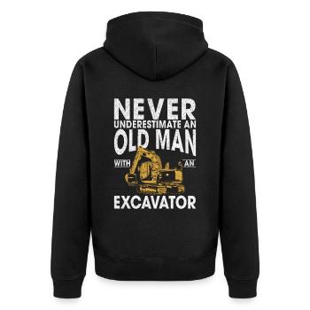 Funny construction workers & construction site excavator drivers - Unisex Premium Organic Zip Hoodie - black - Back - Nico (187cm)