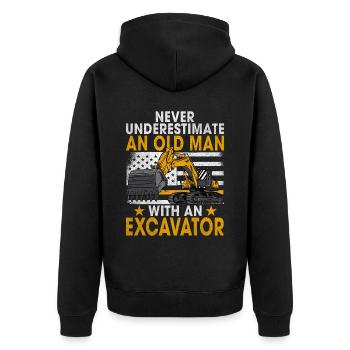 Lustige Bauarbeiter & Baustelle Baggerfahrer - Unisex Premium Bio Zip Hoodie - Schwarz - Hinten - Nico (187cm)
