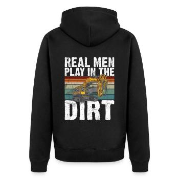 Funny construction workers & construction site excavator drivers - Unisex Premium Organic Zip Hoodie - black - Back - Nico (187cm)