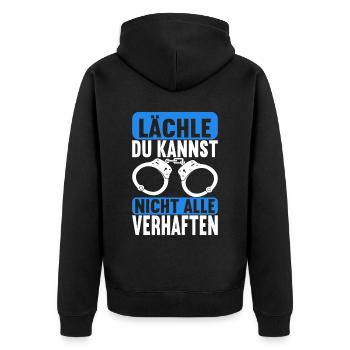 Polizei Polizist - Unisex Premium Bio Zip Hoodie - Schwarz - Hinten - Nico (187cm)