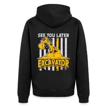 Lustige Bauarbeiter & Baustelle Baggerfahrer - Unisex Premium Bio Zip Hoodie - Schwarz - Hinten - Nico (187cm)