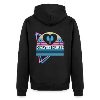 Dialysis Nurse Retro - Unisex Premium Organic Zip Hoodie - black - Back - Nico (187cm)