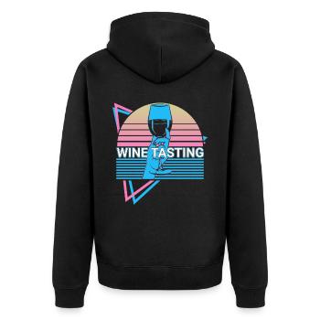 Wine tasting wine taster retro - Unisex Premium Organic Zip Hoodie - black - Back - Nico (187cm)