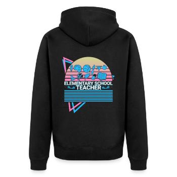 Primary School Teacher Retro - Unisex Premium Organic Zip Hoodie - black - Back - Nico (187cm)