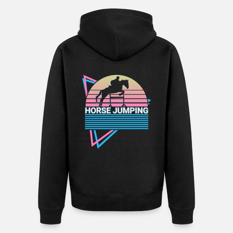 Saut d’obstacles rétro - Veste à capuche bio Premium Unisexe - noir