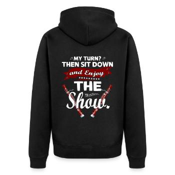 Holzblasinstrument Musik Bassoonist - Unisex Premium Bio Zip Hoodie - Schwarz - Hinten - Nico (187cm)