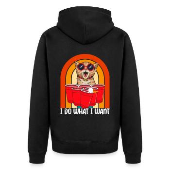 I Do What I Want - Unisex Premium Bio Zip Hoodie - Schwarz - Hinten - Nico (187cm)