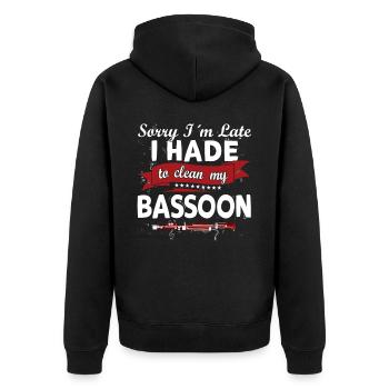 Holzblasinstrument Musik Bassoonist - Unisex Premium Bio Zip Hoodie - Schwarz - Hinten - Nico (187cm)