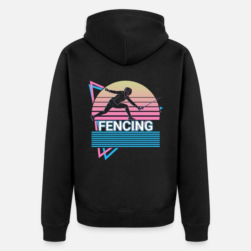Escrime Rétro Clôture - Veste à capuche bio Premium Unisexe - noir