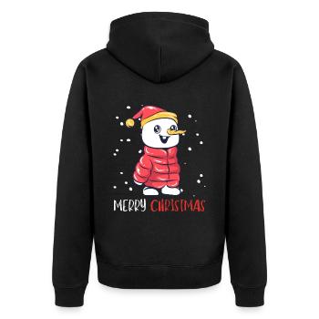 Merry Christmas Lustiges Weihnachtsshirt - Unisex Premium Bio Zip Hoodie - Schwarz - Hinten - Nico (187cm)