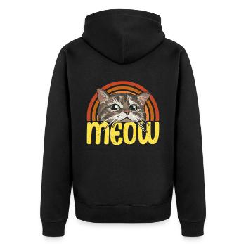 Meow - Unisex Premium Organic Zip Hoodie - black - Back - Nico (187cm)