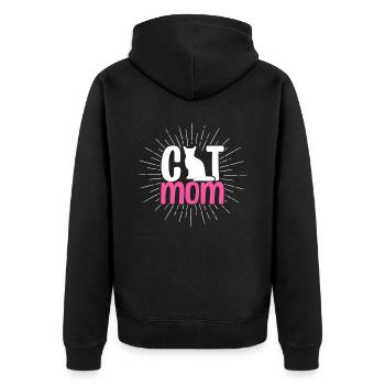 Cat Mom - Unisex Premium Bio Zip Hoodie - Schwarz - Hinten - Nico (187cm)