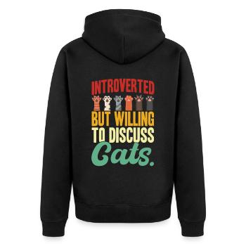 Introverted But Willing To Discuss Cats - Unisex Premium Bio Zip Hoodie - Schwarz - Hinten - Nico (187cm)