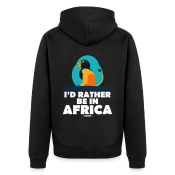 I'd Rather Be In Africa - Unisex Premium Bio Zip Hoodie - Schwarz - Hinten - Nico (187cm)