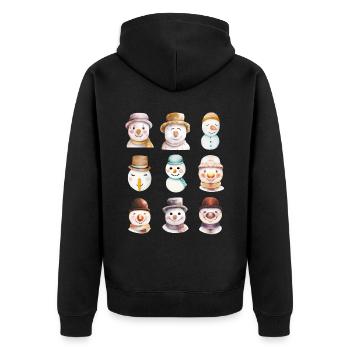 Snowman Faces - Unisex Premium Organic Zip Hoodie - black - Back - Nico (187cm)