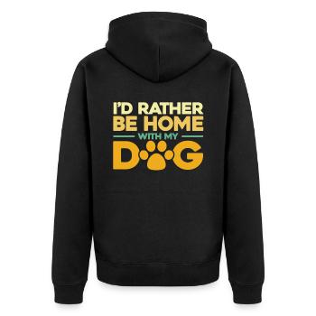 Id Rather Be Home With My Dog - Unisex Premium Organic Zip Hoodie - black - Back - Nico (187cm)