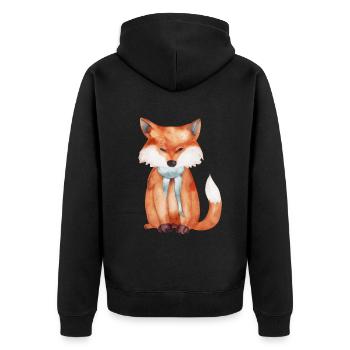 Niedlicher Fuchs - Unisex Premium Bio Zip Hoodie - Schwarz - Hinten - Nico (187cm)