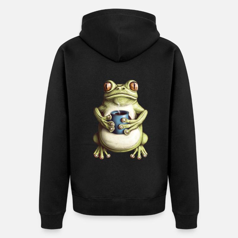 Café de grenouille crapaud - Veste à capuche bio Premium Unisexe - noir