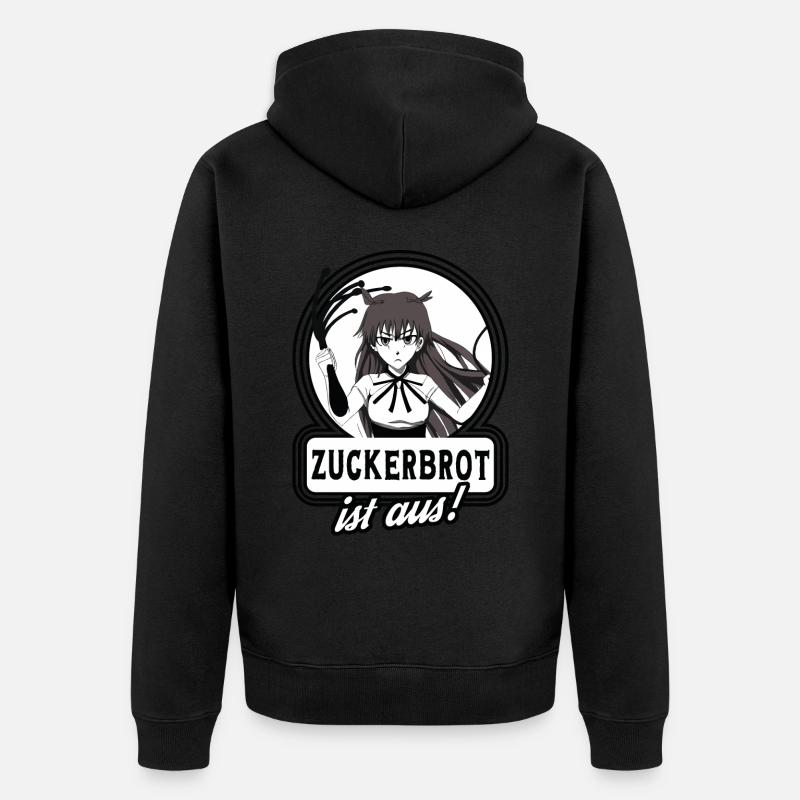 Anime-Manga Mädchen mit Pferde-Peitsche, - Unisex Premium Bio Zip Hoodie - Schwarz