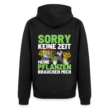 Gärtner Opa Garten Vater Gartenarbeit - Unisex Premium Bio Zip Hoodie - Schwarz - Hinten - Nico (187cm)