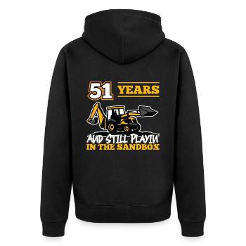 51 Jahre - 51 Jahre Alt - 51. Geburtstag - Bagger - Unisex Premium Bio Zip Hoodie - Schwarz - Hinten - Nico (187cm)