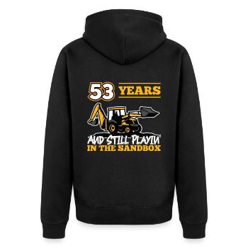 53 Jahre - 53 Jahre Alt - 53. Geburtstag - Bagger - Unisex Premium Bio Zip Hoodie - Schwarz - Hinten - Nico (187cm)