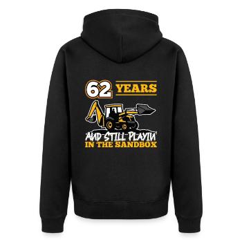 62 Jahre - 62 Jahre Alt - 62. Geburtstag - Bagger - Unisex Premium Bio Zip Hoodie - Schwarz - Hinten - Nico (187cm)