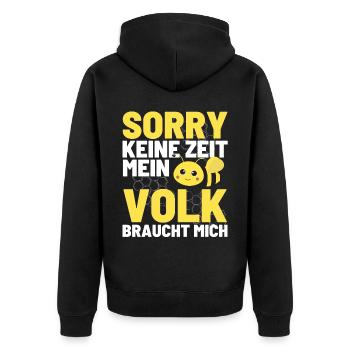 KEINE ZEIT MEIN VOLK BRAUCHT MICH Bienen Honig - Unisex Premium Bio Zip Hoodie - Schwarz - Hinten - Nico (187cm)