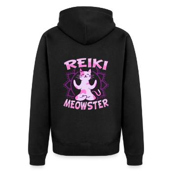 Reiki Energy Cat for a Reiki Healer - Unisex Premium Organic Zip Hoodie - black - Back - Nico (187cm)