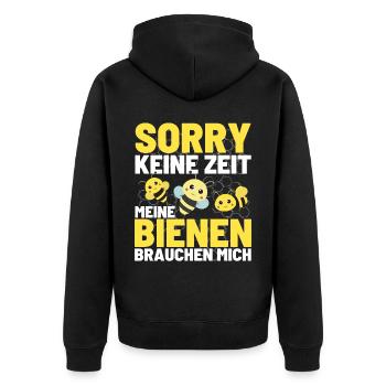 KEINE ZEIT MEIN VOLK BRAUCHT MICH Bienen Honig - Unisex Premium Bio Zip Hoodie - Schwarz - Hinten - Nico (187cm)