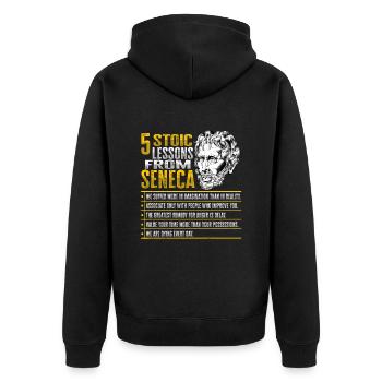 Sokrates Philosophie Design - Unisex Premium Bio Zip Hoodie - Schwarz - Hinten - Nico (187cm)