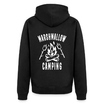 Marshmallow Camping Grillen Campen - Unisex Premium Bio Zip Hoodie - Schwarz - Hinten - Nico (187cm)