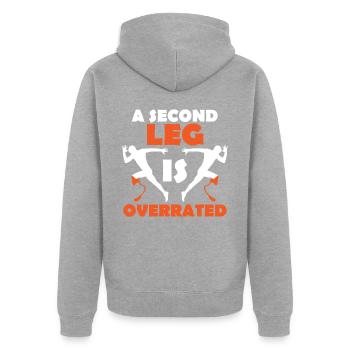 Beinprothese, Prothese, Amputierter, Amputation - Unisex Premium Bio Zip Hoodie - Grau meliert - Hinten - Nico (187cm)