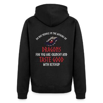 Dragon ketchup quote, dragon - Unisex Premium Organic Zip Hoodie - black - Back - Nico (187cm)