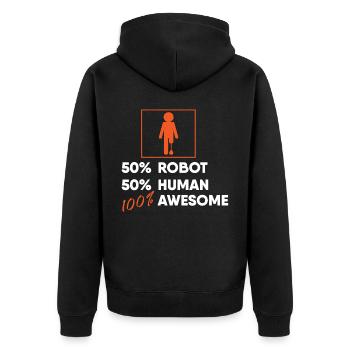 Beinprothese, Prothese, Amputierter, Amputation - Unisex Premium Bio Zip Hoodie - Schwarz - Hinten - Nico (187cm)
