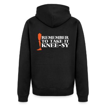 Beinprothese, Prothese, Amputierter, Amputation - Unisex Premium Bio Zip Hoodie - Schwarz - Hinten - Nico (187cm)