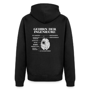 Gehirn eines Ingenieurs, Ingenieure - Unisex Premium Bio Zip Hoodie - Schwarz - Hinten - Nico (187cm)
