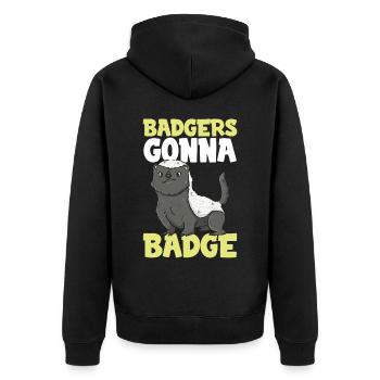 Les blaireaux deviennent des badges - blaireaux à miel - Veste à capuche bio Premium Unisexe - noir - Dos - Nico (187cm)