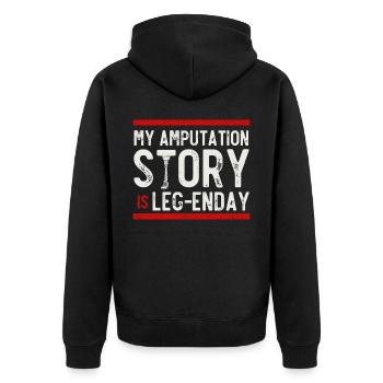Beinprothese, Prothese, Amputierter, Amputation - Unisex Premium Bio Zip Hoodie - Schwarz - Hinten - Nico (187cm)