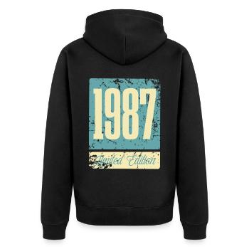 1987 Anniversaire de naissance Année de naissance - Veste à capuche bio Premium Unisexe - noir - Dos - Nico (187cm)