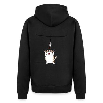 Le chat attrape le poisson - Veste à capuche bio Premium Unisexe - noir - Dos - Nico (187cm)