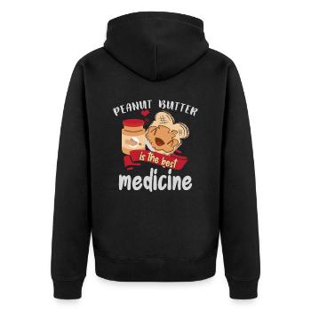 Erdnussbutter ist die beste Medizin - Unisex Premium Bio Zip Hoodie - Schwarz - Hinten - Nico (187cm)