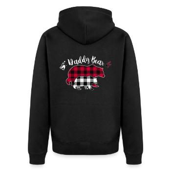 Daddy Bear - Unisex Premium Bio Zip Hoodie - Schwarz - Hinten - Nico (187cm)