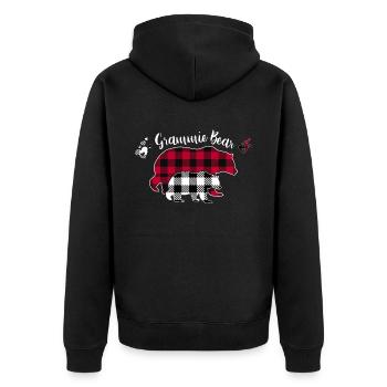 Grammie Bear - Unisex Premium Bio Zip Hoodie - Schwarz - Hinten - Nico (187cm)