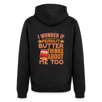 Peanut Butter - Unisex Premium Organic Zip Hoodie - black - Back - Nico (187cm)