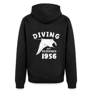 Taucher Geburtstag - Diving since December 1956 - Unisex Premium Bio Zip Hoodie - Schwarz - Hinten - Nico (187cm)
