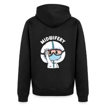 Hebammenwesen Geburtshilfe Hebammen Beruf Hebamme - Unisex Premium Bio Zip Hoodie - Schwarz - Hinten - Nico (187cm)